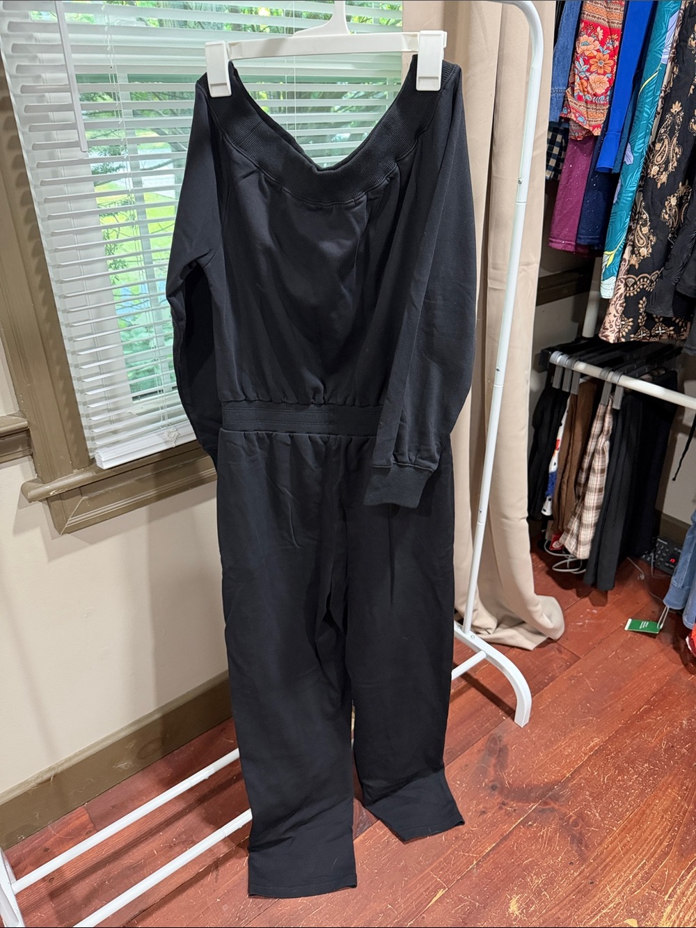 Women's Black Jumpsuit - Classic Relaxed Fit- slight off shoulder style